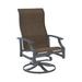Tropitone Marconi Sling High Back Swivel Patio Chair Metal in Gray/Brown | 43.5 H x 25.5 W x 27.5 D in | Wayfair 452070_GPH_Mia II