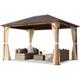 Gartenpavillon 3x4 m Holzoptik, Stahldach Hardtop 4 Seitenteile in champagner - champagnerfarben