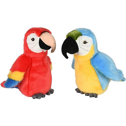 Papageien-Paar (2-teilig), rot/blau - je 21 cm (Höhe) - Plüsch-Papagei, Vogel, Plüschtier Kuscheltiere blau/rot