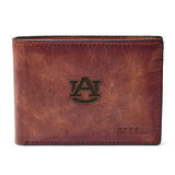 Men's Fossil Brown Auburn Tigers Derrick Front Pocket Leather Bi-Fold Wallet