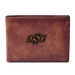 Men's Fossil Brown Oklahoma State Cowboys Derrick Front Pocket Leather Bi-Fold Wallet