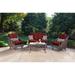 Hanover Ventura Crimson Red Aluminum 4-piece Outdoor Patio Set