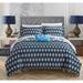 Chic Home 4-piece Eaton Blue Cotton Reversible Duvet Cover Set