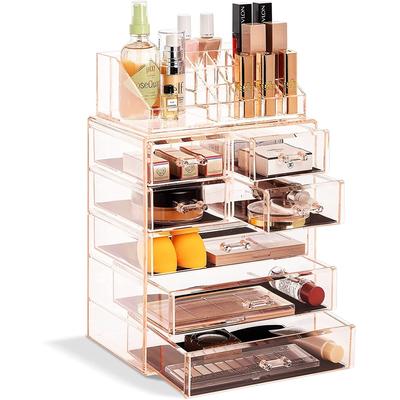 Sorbus Acrylic Cosmetic Makeup and Jewelry Storage Case Display - 3 Large, 4 Small Drawers