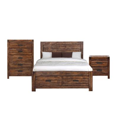 Picket House Furnishings Wren Full 3PC Platform Storage Bedroom Set In Chestnut