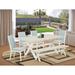 East West Furniture Table Set- a Dining Room Table and Baby Blue Linen Fabric Chairs, Off-White(Pieces Options)