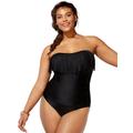 Plus Size Women's Fringe Bandeau One Piece Swimsuit by Swimsuits For All in Black (Size 16)