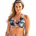 Plus Size Women's Diva Halter Bikini Top by Swimsuits For All in Watercolor Floral (Size 12)
