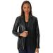 Plus Size Women's Leather Blazer by Jessica London in Black (Size 26 W)