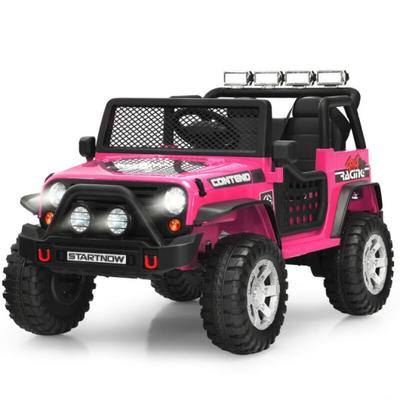 Costway 12V Kids Remote Control Electric Ride On Truck Car with Lights and Music-Pink