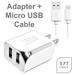 For Samsung Galaxy A6+ 2in1 Home Wall Charger 2.1A+5 Ft Micro USB Charging Cable White