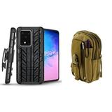 Bemz Armor Samsung Galaxy S20 6.2 inch Case Bundle: Heavy Duty Rugged Holster Combo Protection Cover with 600D Waterproof Nylon Material Storage Pouch - (Tire/Khaki)