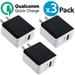 3-Pack FREEDOMTECH 3.0 Quick Charge Certified 18W Fast Rapid USB Wall Charger Adapter For Apple iPhone X iPhone 8 Plus Samsung Galaxy S8 S9+ Plus Note 9 Note 8 Galaxy S7 Edge LG G7 Google Pixel 2 XL