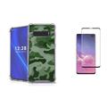 Beyond Cell AquaFlex Case (Army Camo) Compatible with Samsung Galaxy S10+ Plus Bundle with Tempered Glass Screen Protector and Atom Cloth