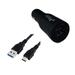 Type-C USB Car/DC Rubberized Charger for ZTE Zpad Lenovo YOGA Tab 3 Plus Meizu M3 Max Asus ZenPad 3S 10/ Z10 (Dual USB Port Type-C USB Data Charging Cable included) - Black + MND Stylus