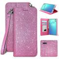 for 6.4 Samsung Galaxy S10 Plus Luxury Glitter Wallet Case Hybrid Shockproof Foldable Absorption Kickstand Landscape Mode Strap Pocket Credit Card Slot Bumper Personal Wallet Case [Pink]