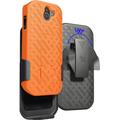 Nakedcellphone Case with Clip compatible with Kyocera Duraforce Pro 2 Phone [Bright Orange] Slim Ribbed Kickstand Cover with [Rotating/Ratchet] Belt Hip Holster Combo for E6910/E6920