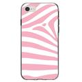 DistinctInk Clear Shockproof Hybrid Case for iPhone 7 8 SE (2020 Model) 4.7 Screen TPU Bumper Acrylic Back Tempered Glass Screen Protector - Pink & White Zebra Skin Stripes
