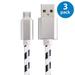 3x Afflux 10FT Micro USB Adaptive Fast Charging Cable Cord For Samsung Galaxy S3 S4 S6 S7 Edge Note 2 4 5 Grand Prime LG G3 G4 Stylo HTC M7 M8 M9 Desire 626 OnePlus 1 2 Nexus 5 6 Nokia Lumia White