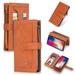 iPhone XS Case iPhone X Case Allytech Folio Flip PU Leather 2 in 1 Detachable Magnetic Back Cover with Zipper Pocket Slim Stand Cards Holder Pouch Wallet Case Cover for Apple iPhone XS / X Brown