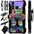 Compatible with Motorola Moto G Stylus (2020) | Moto G Power (2020) | Moto G Pro LuxGuard Holster Hybrid Phone Case Cover (Trippy Tree)