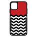 DistinctInk Custom SKIN / DECAL compatible with OtterBox Commuter for iPhone 11 (6.1 Screen) - Black White Red Chevron - Black & White Chevron Stripes Pattern