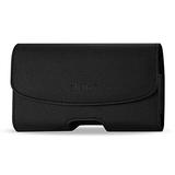 Horizontal Black leather case with rotating clip fits Alcatel Tetra