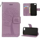 iPhone 5S Case iPhone 5 Case iPhone SE(2016 Edition) Wallet case Allytech Pretty Retro Embossed Owl Tree Design Pu Leather Book Style Wallet Flip Case Cover for Apple iPhone 5/ 5S Lightpurple