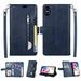 iPhone XR Wallet Case with Hand Strap Dteck 9 Card Holder Folio Flip Glitter Leather Zipper Wallet Case w/Fold Stand&Money Pocket Sparkly Full Protective Purse Case For Apple iPhone XR Dark Blue