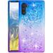 Mignova Galaxy Note 10 case 3 in 1 Hard Clear Detachable Sparkle Dynamic Drift Sand Blink Flow Sand Glitter Heart-Shape Quicksand & Paillette Back Clear Hourglass Case Cover(Blue+Purple)