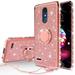 Compatible for LG Stylo 5 Case LG Stylo 5 Plus Case LG Q Stylus Case SOGA Glitter Diamond Rhinestone TPU Phone Cover with Ring Stand and Lanyard Girls Women Cover (Rose Gold)