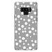 DistinctInk Clear Shockproof Hybrid Case for Samsung Galaxy Note 9 - TPU Bumper Acrylic Back Tempered Glass Screen Protector - Grey White Bubbles Polka Dots - Polka Dot Pattern