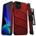 ZIZO BOLT Series iPhone 11 Case - Heavy-duty Military-grade Drop Protection w/ Kickstand Included Belt Clip Holster Tempered Glass Lanyard - Red