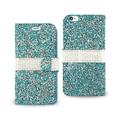 Reiko Folio Flip Rhinestone Bling Leather Wallet Case Cover for Apple iPhone 6 / 6s - Blue