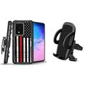 Bemz Armor Samsung Galaxy S20 Ultra 6.9 inch Case Bundle: Heavy Duty Rugged Holster Combo Protection Cover with Cellet Air Vent 360 Rotation (Vent Support) and Lens Wipe - Thin Red Line Flag