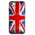 DistinctInk Clear Shockproof Hybrid Case for iPhone 7 8 SE (2020 Model) 4.7 Screen TPU Bumper Acrylic Back Tempered Glass Screen Protector - Red White Blue British Flag Graffiti - Show Love of the UK