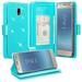 Samsung Galaxy J3 (2018) Galaxy J3 Achieve Galaxy J3 Star/Galaxy Express Prime 3 Case Cute Girl Women Wallet Case [Kickstand] ID Slots Phone Case for Galaxy J3 2018 - Teal