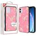 Apple iPhone 11 Phone Shiny Glitter Sparkle Bling Gemstone Rhinestone Diamonds Colorful Painted Shockproof Armor Silicone TPU Rubber Cover Pink Flowers Jewel Case for Apple iPhone 11 / 6.1