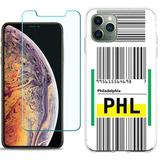 For Apple iPhone 11 Pro Case Slim-Fit TPU Protective Phone Case with Tempered Glass Screen Protector by OneToughShield Â® - Airport Tag / Philadelphia