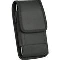 For BlackBerry Z30 Heavy Duty Black Vertical Canvas Nylon Pouch Case Metal Clip Holster Fits With OTTERBOX DEFENDER Case On It