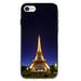 DistinctInk Clear Shockproof Hybrid Case for iPhone 7 8 SE (2020 Model) 4.7 Screen TPU Bumper Acrylic Back Tempered Glass Screen Protector - Eiffel Tower Paris Night - Show Your Love of Paris