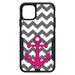 DistinctInk Custom SKIN / DECAL compatible with OtterBox Commuter for iPhone 11 Pro (5.8 Screen) - Grey White Pink Chevron Anchor - Nautical Chevron Anchor Design