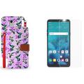 Beyond Cell Infolio Series Compatible with LG Stylo 4 LG Stylo 4+ Plus with PU Leather Wallet Case (Purple Hummingbirds) Tempered Glass Screen Protector and Atom Wipe