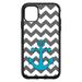 DistinctInk Custom SKIN / DECAL compatible with OtterBox Symmetry for iPhone 11 (6.1 Screen) - Grey White Chevron Teal Anchor - Nautical Chevron Anchor Design