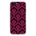 DistinctInk Clear Shockproof Hybrid Case for iPhone 7 PLUS / 8 PLUS (5.5 Screen) - TPU Bumper Acrylic Back Tempered Glass Screen Protector - Black Hot Pink Damask Pattern - Floral Damask Pattern