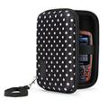 USA Gear Travel Electronics Organizer - 6.5 Inch Zipper Case with Hard Shell Case Exterior and Accessory Pocket - Charger Organizer Accessory Organizer Cable Travel Organizer and more - Polka Dot