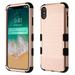 Apple iPhone Xs Max (6.5 in) Phone Case Tuff Hybrid Shockproof Impact Rubber Dual Layer Hard Soft Protective Hard Case Cover Brushed Textured Rose Gold Black Phone Case for Apple iPhone Xs Max