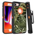 For Apple iPhone 8 / iPhone 7 Heavy Duty Defender Armor Hybrid Case Cover With Clip Camouflage/Orange