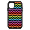 DistinctInk Custom SKIN / DECAL compatible with OtterBox Defender for iPhone 11 Pro (5.8 Screen) - Rainbow Black Chevron Stripes Wave - Chevron Stripes Pattern