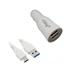 Car/DC Rubberized Charger for Sony Xperia E5 Xperia XA Ultra Xperia X (Dual USB Port Data Charging Cable included) - White + MND Stylus